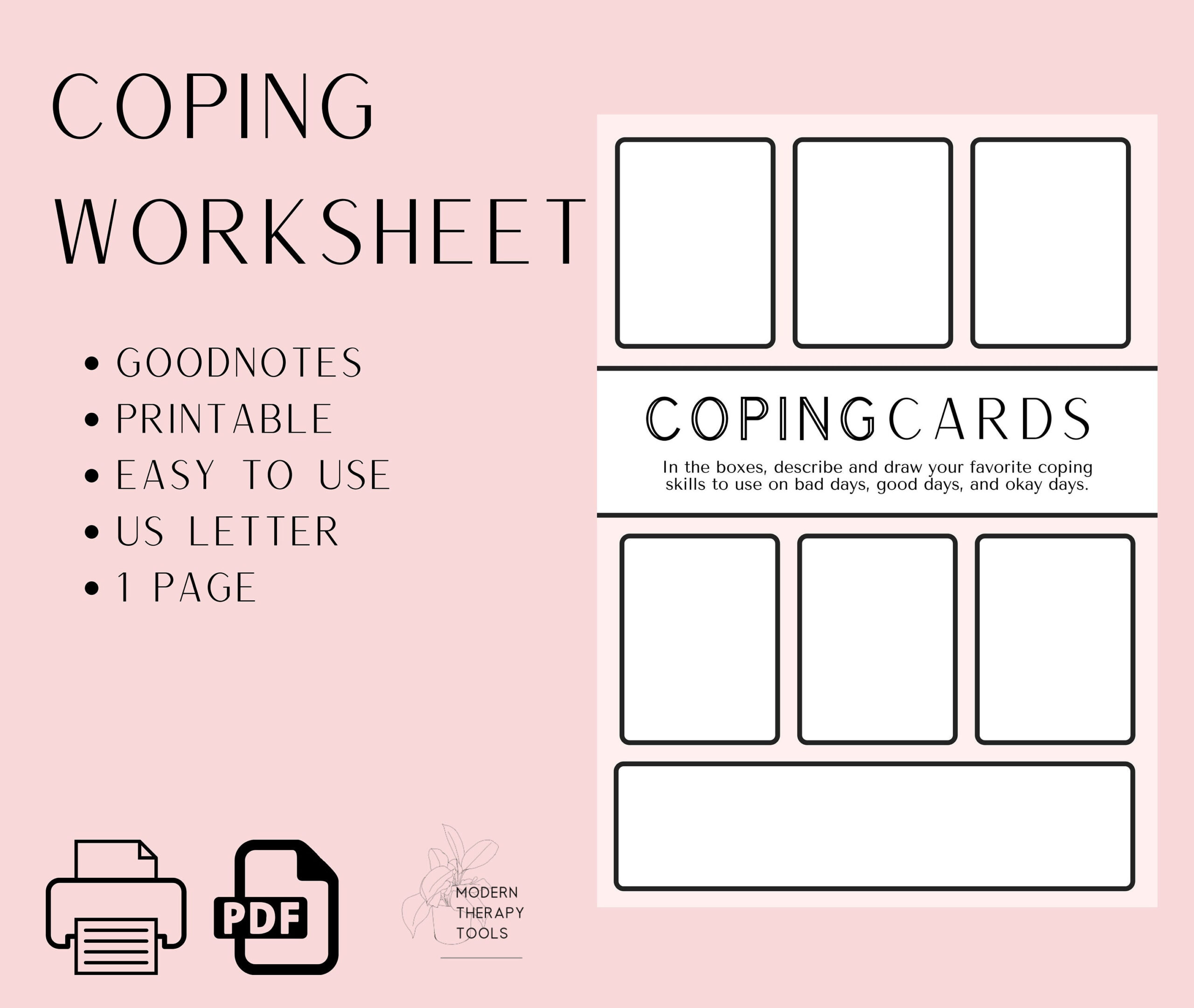 Coping Cards Worksheet Pdf | Therapy Worksheet | Printable Pdf pertaining to Free Printable Coping Cards For Adults