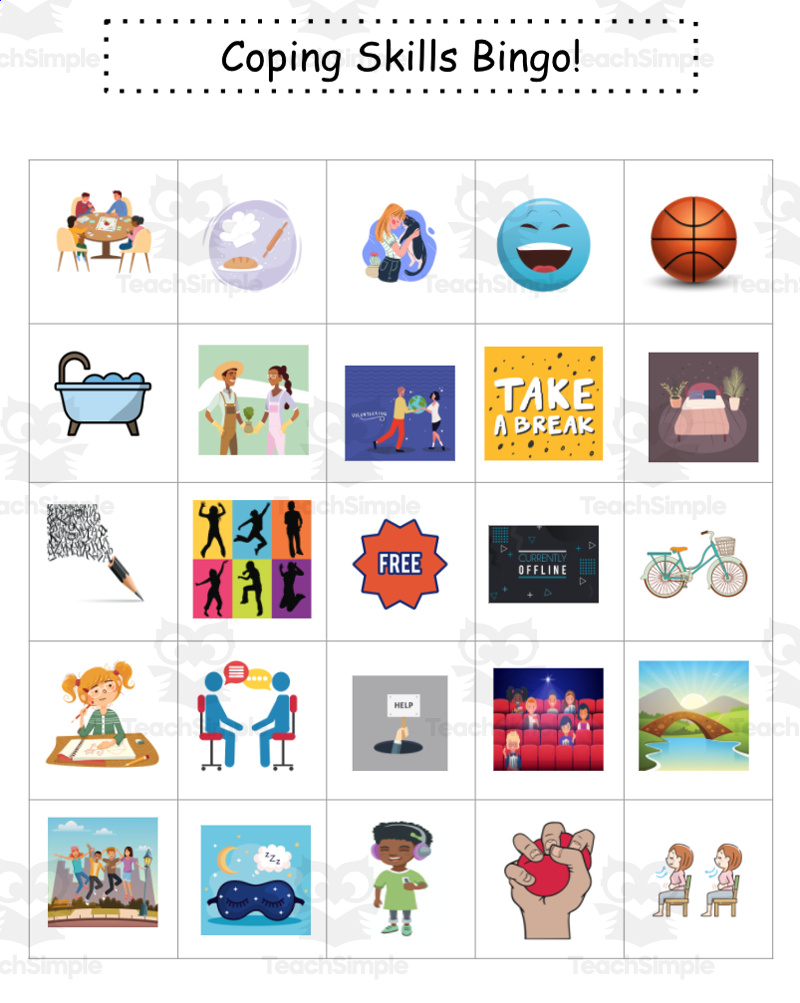 Coping Skills Bingoteach Simple regarding FREE Printable Coping Skills Bingo