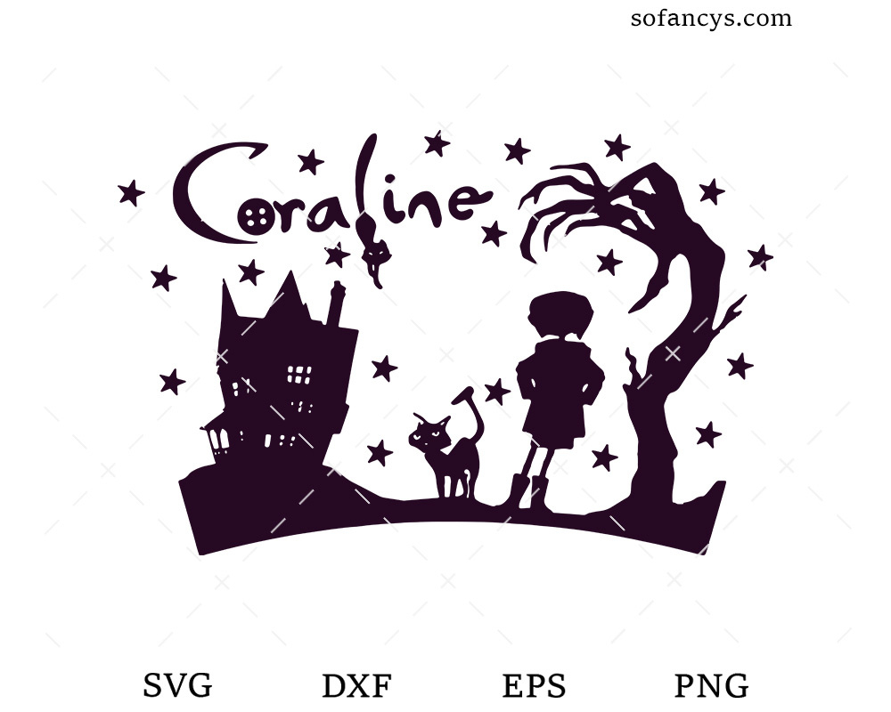 Coraline Halloween Svg Dxf Eps Png Cut Files in Free Printable Coraline Pumpkin Stencil