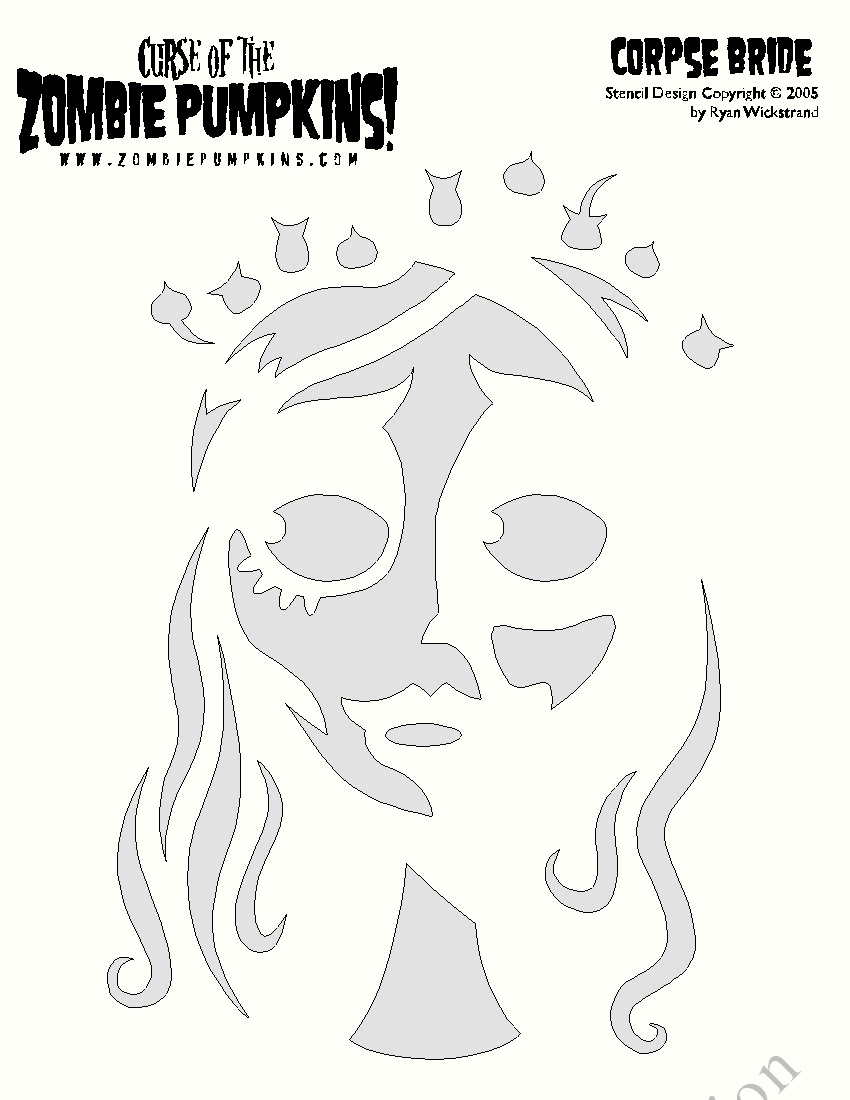 Corpse Bride Pumpkin Stencil pertaining to Free Printable Coraline Pumpkin Stencil