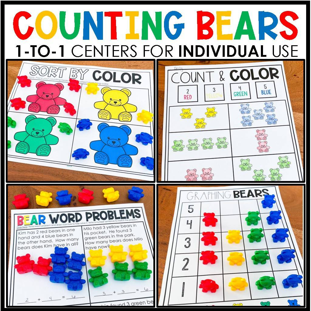 Counting Bears No Prep Centers | First Grade Math Worksheets | Tpt intended for Free Printable Counting Bears Printables