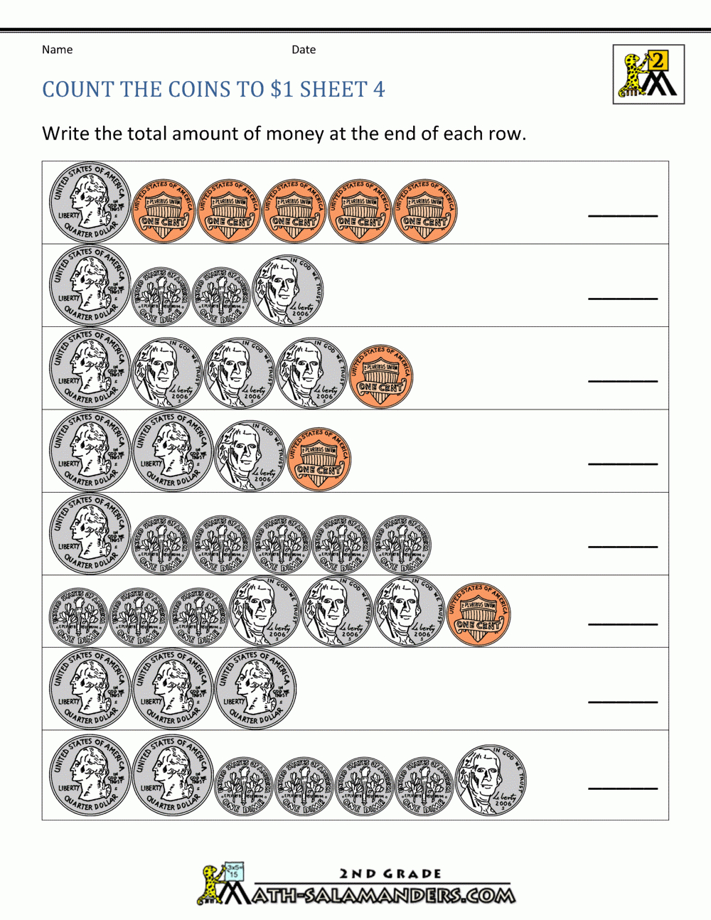Counting Money Worksheets Up To $1 for Free Printable Coin Value Worksheets