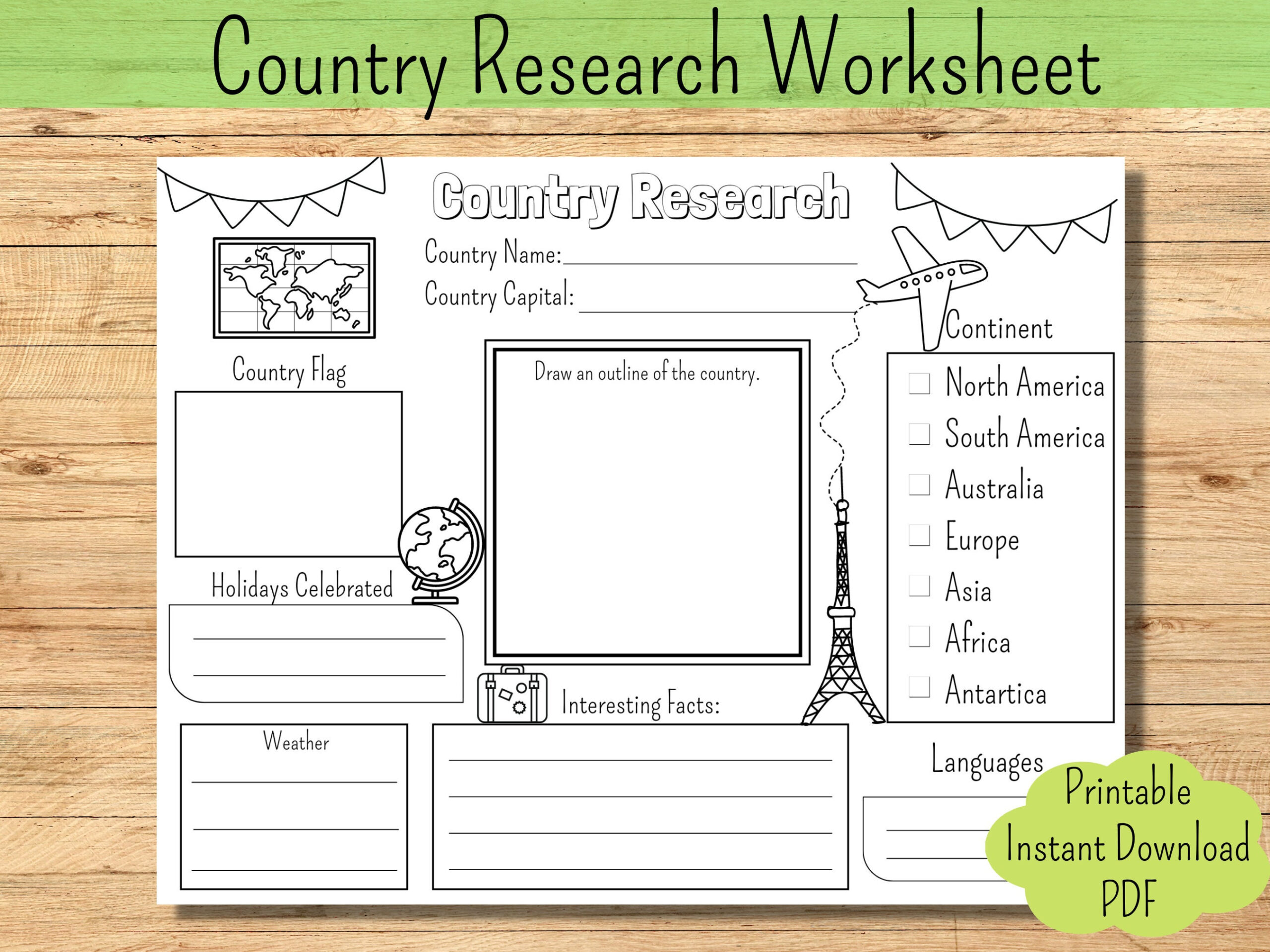 Country Report Worksheet History Report Homeschool Social Studies with regard to Free Printable Country Graphic Organizer