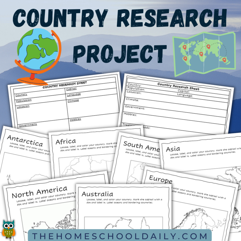 Country Research Project - The Homeschool Daily in FREE Printable Country Graphic Organizer