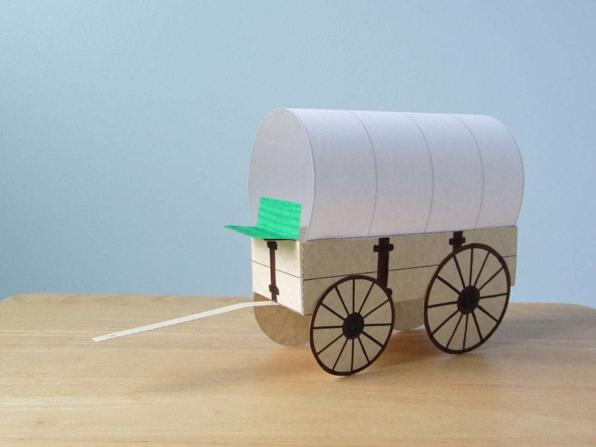 Covered Wagon Printable Papercraft - Etsy regarding Free Printable Covered Wagon Template