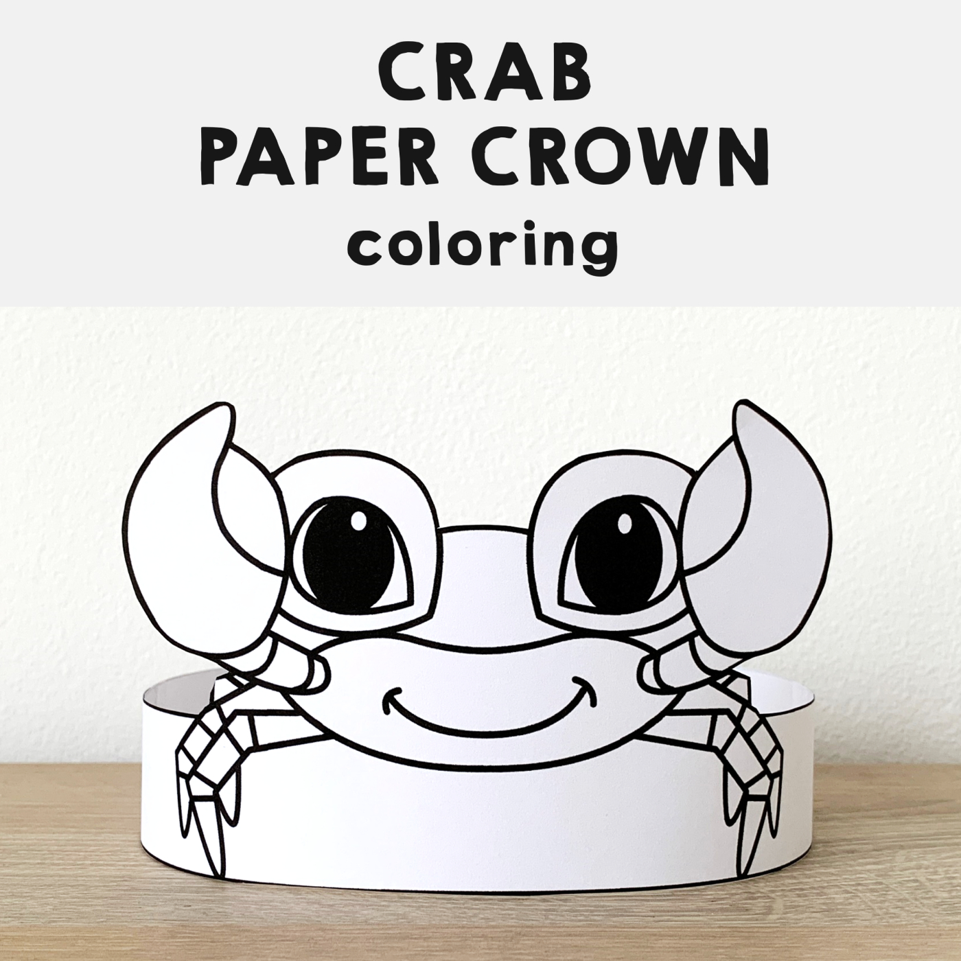 Crab Paper Crown Printable Ocean Animal Coloring Craft | Made with Free Printable Crab Hat Template