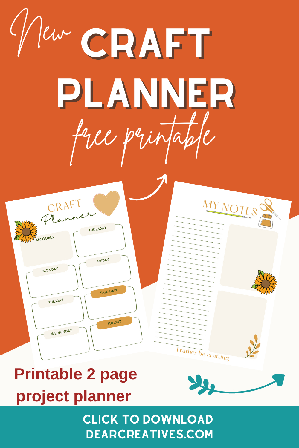 Craft Planner Printables - Project Planner Dear Creatives intended for FREE Printable Craft Project Planner