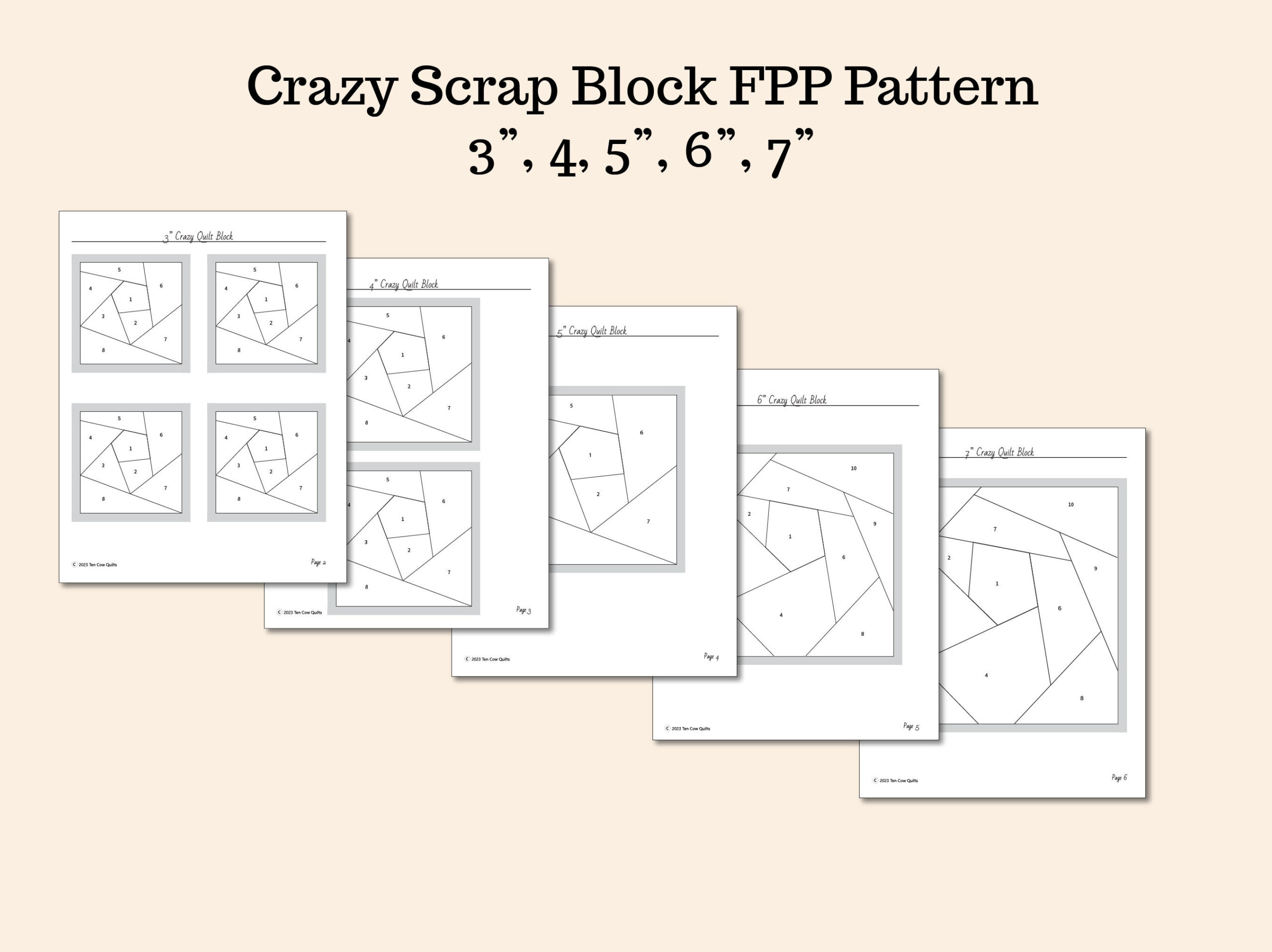 Crazy Scrap Quilt Block Pattern, Foundation Paper Piecing Pattern regarding Free Printable Crazy Quilt Templates