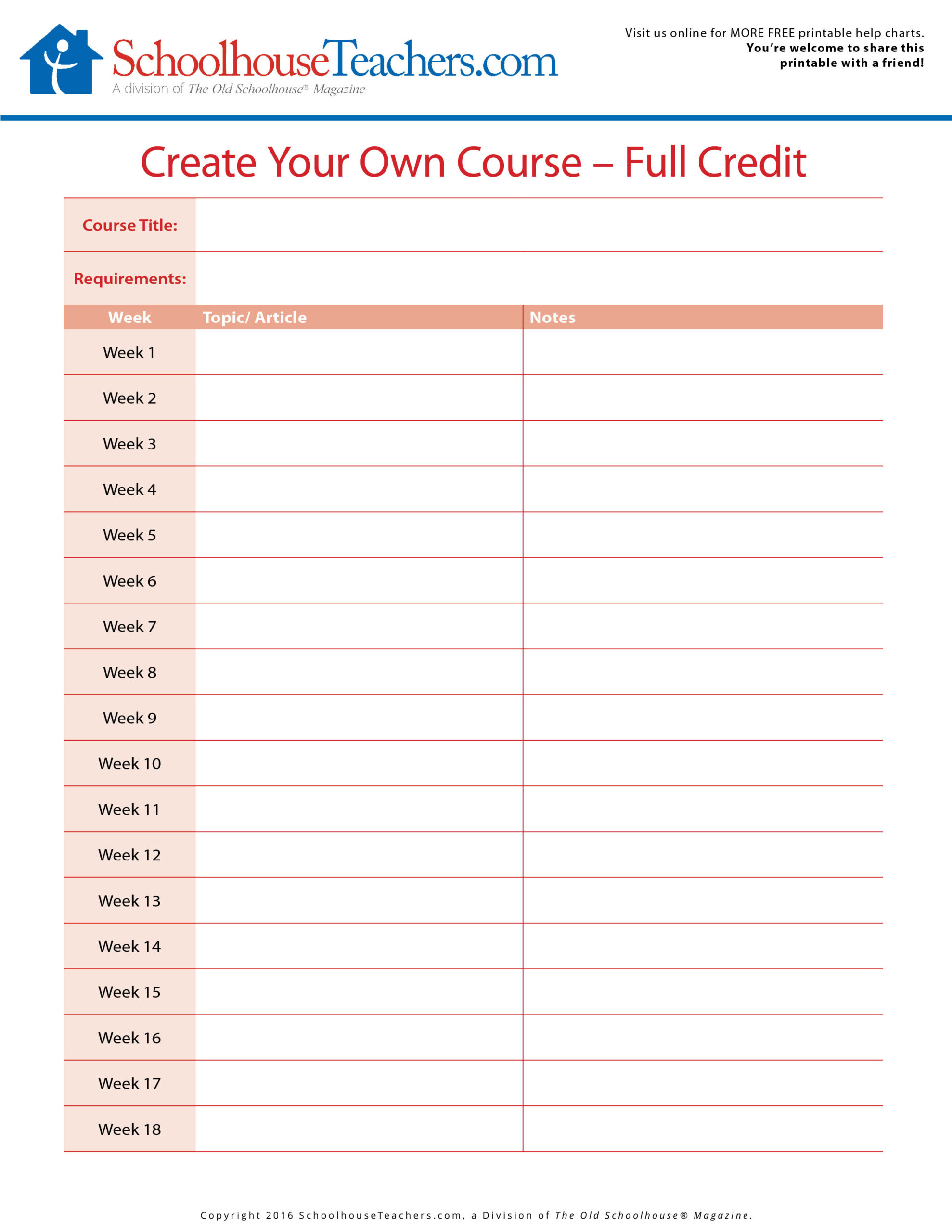 Create Your Own Course Curriculum Using Our Free Printout Guide within Free Printable Christian Homeschool Curriculum