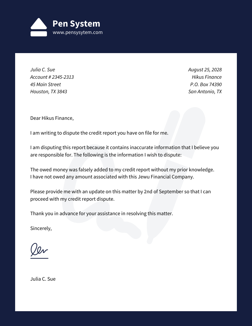 Credit Dispute Letter Report Template - Venngage inside Free Printable Credit Dispute Letters