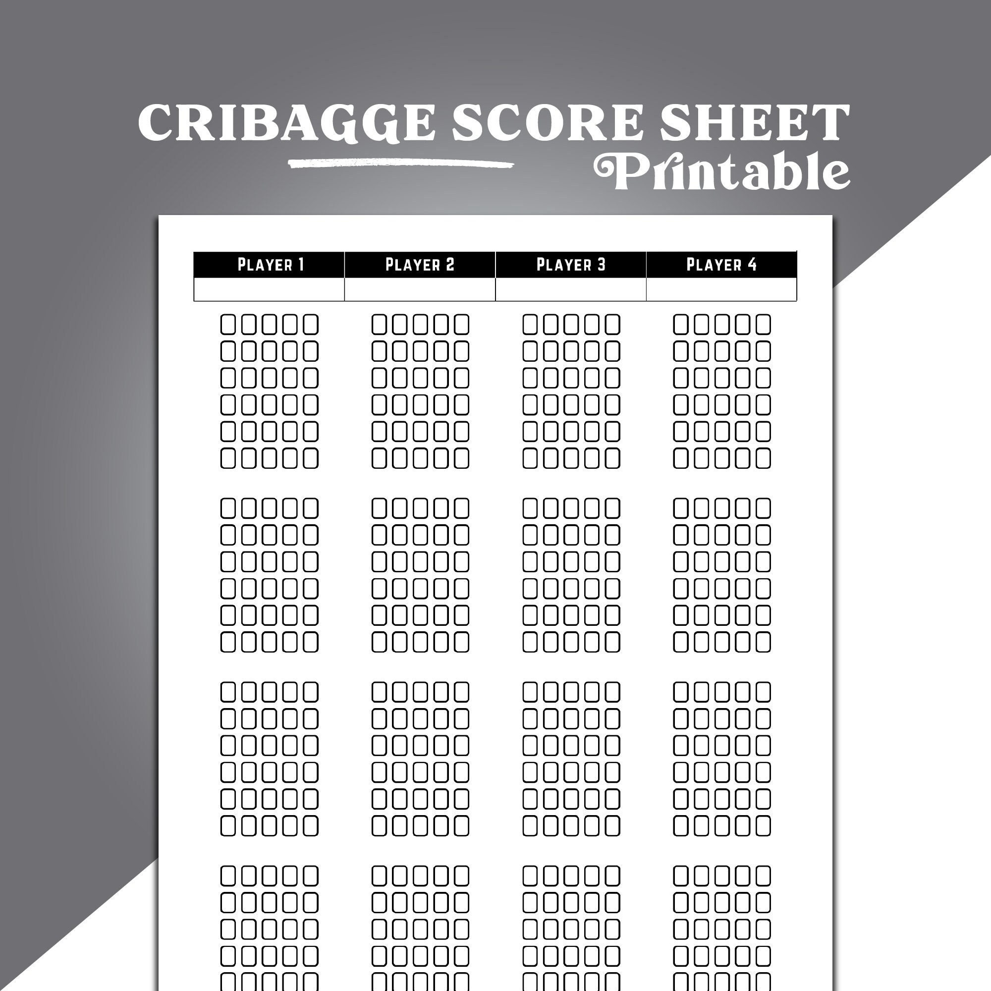 Cribbage Score Sheets, Cribbage Scoring, Cribbage Scoring Aid in Free Printable Cribbage Score Sheet