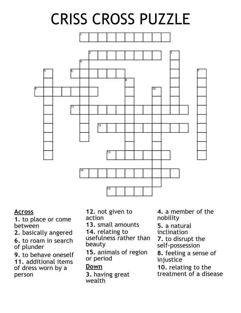 Criss Cross Puzzle Crossword - Wordmint for Free Printable Criss Cross Puzzles