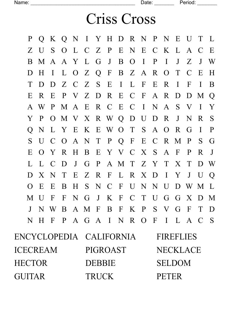 Criss Cross Word Search - Wordmint with FREE Printable Criss Cross Puzzles