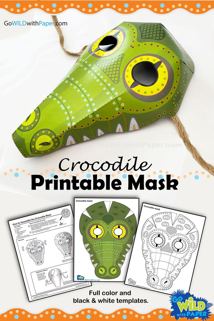 Crocodile Mask inside FREE Printable Crocodile Mask Template