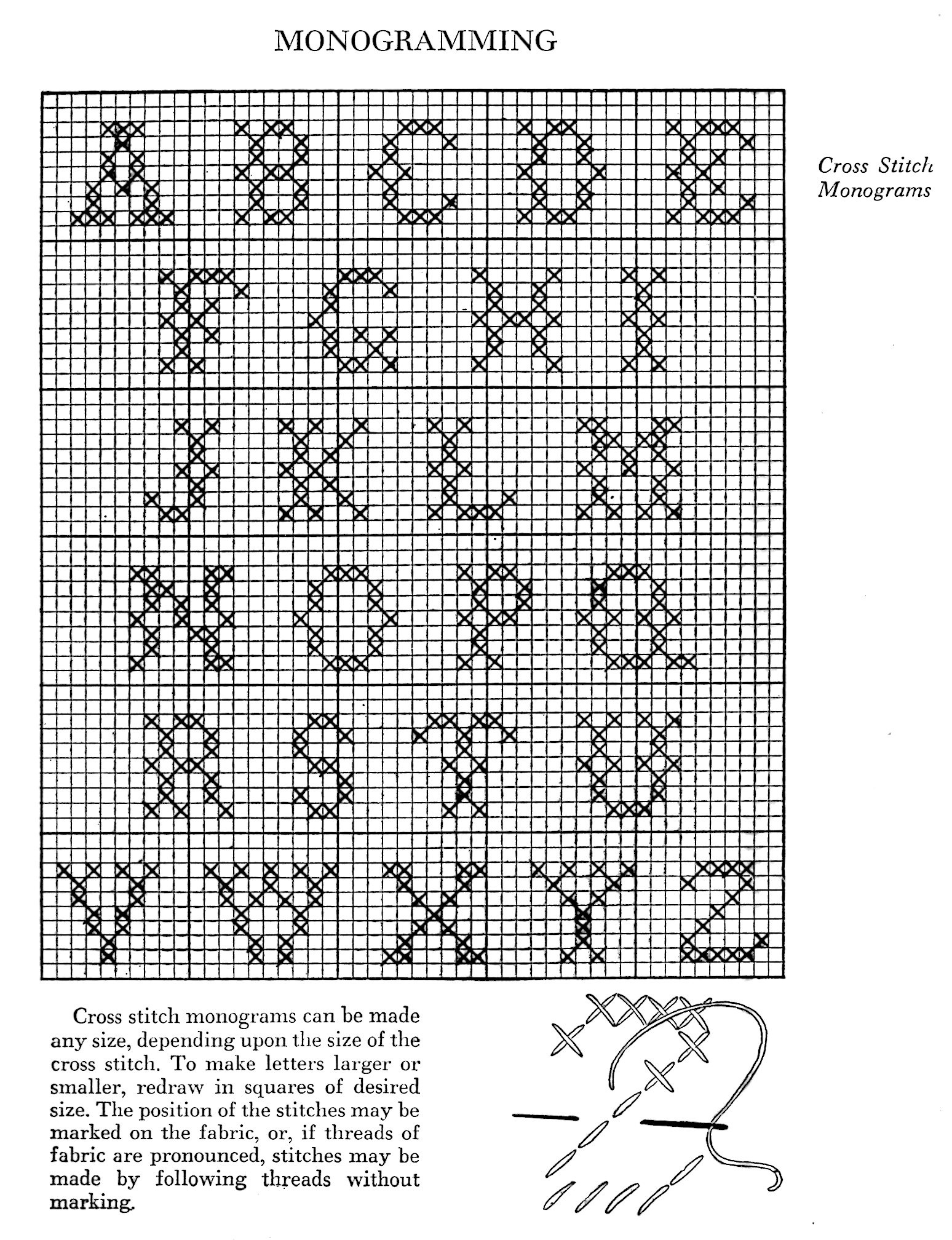 Cross Stitch Alphabet Chart For Monograms - Vintage Crafts And More intended for FREE Printable Cross Stitch Letter Patterns