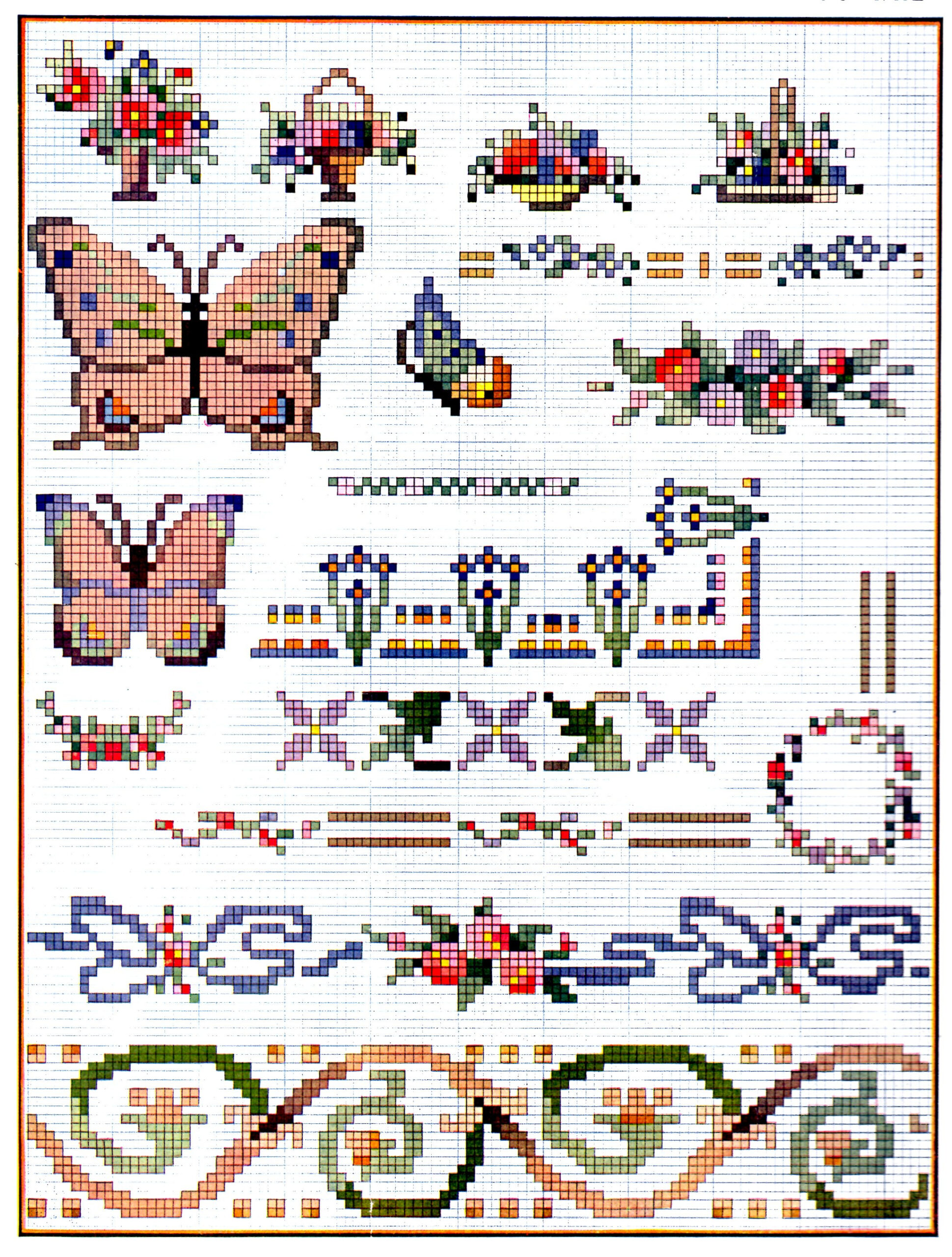 Cross Stitch Pattern Chart Free Download From A 1922 American regarding FREE Printable Butterfly Cross Stitch Patterns
