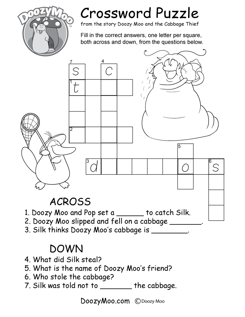 Crossword Puzzle Worksheet (Free Printable) within Free Printable Crossword Puzzle Worksheets