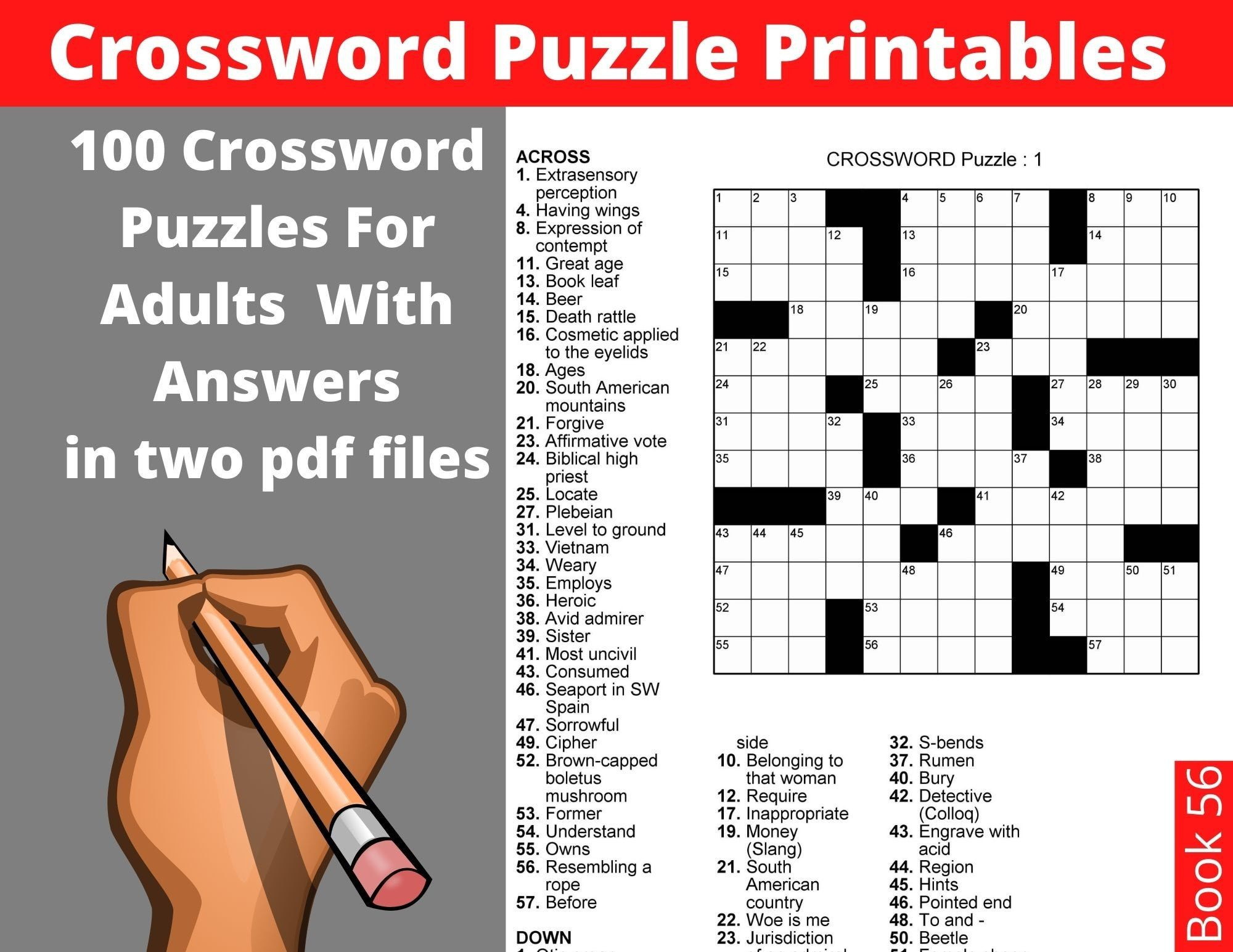 Crossword Puzzles For Adults Free Printable - Shop On Pinterest in FREE Printable Crossword Puzzles For Adults with Answers