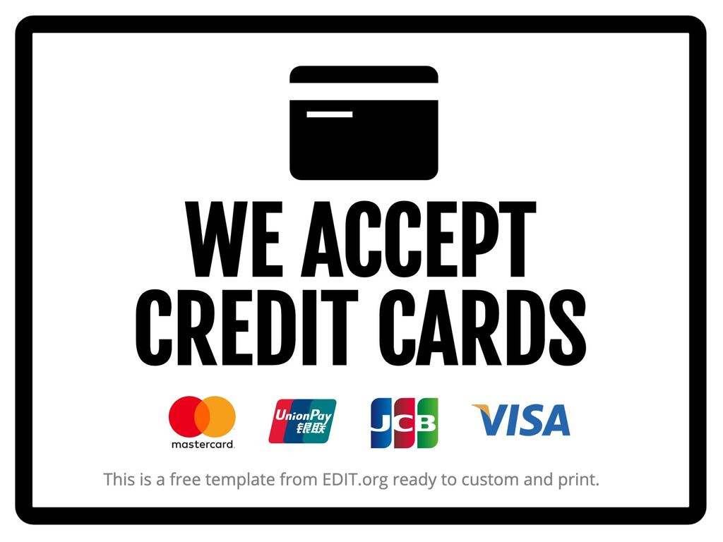Custom Payment Sign Templates To Print with regard to Free Printable Credit Card Signs