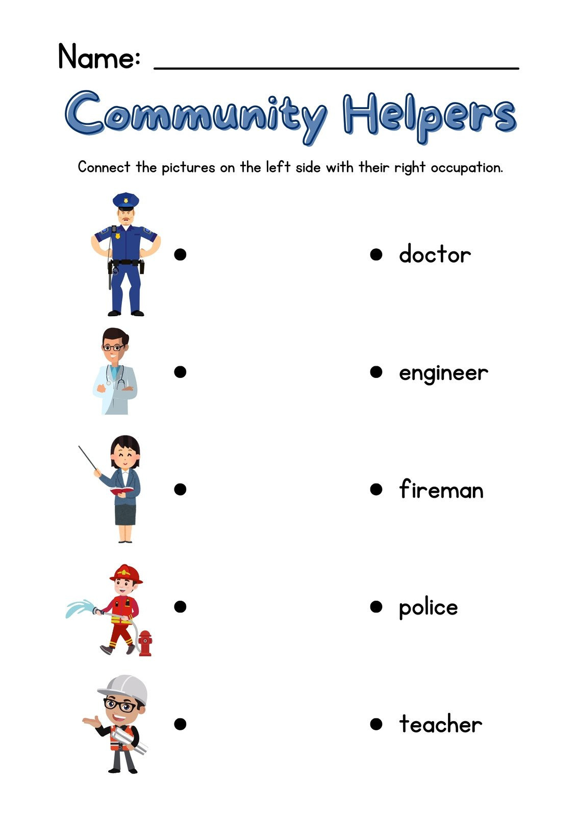 Customize 31+ Kindergarten Community Helpers Worksheets Templates for FREE Printable Community Helpers Matching Worksheet