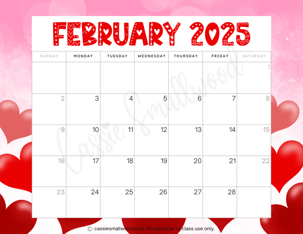 Cute 2025 Free Printable Monthly Calendars - Cassie Smallwood for Free Printable Calendar By Month 2025