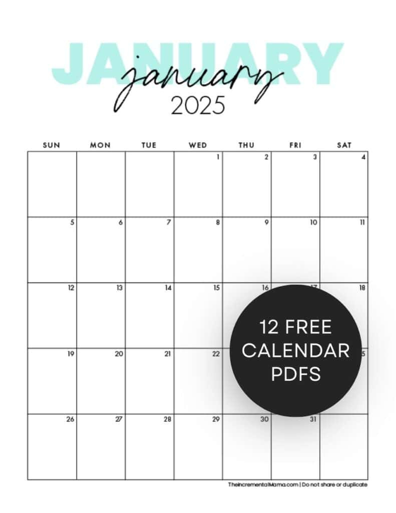 Cute 2025 Monthly Calendar Free Printable for Free Printable Calendar Templates 2025