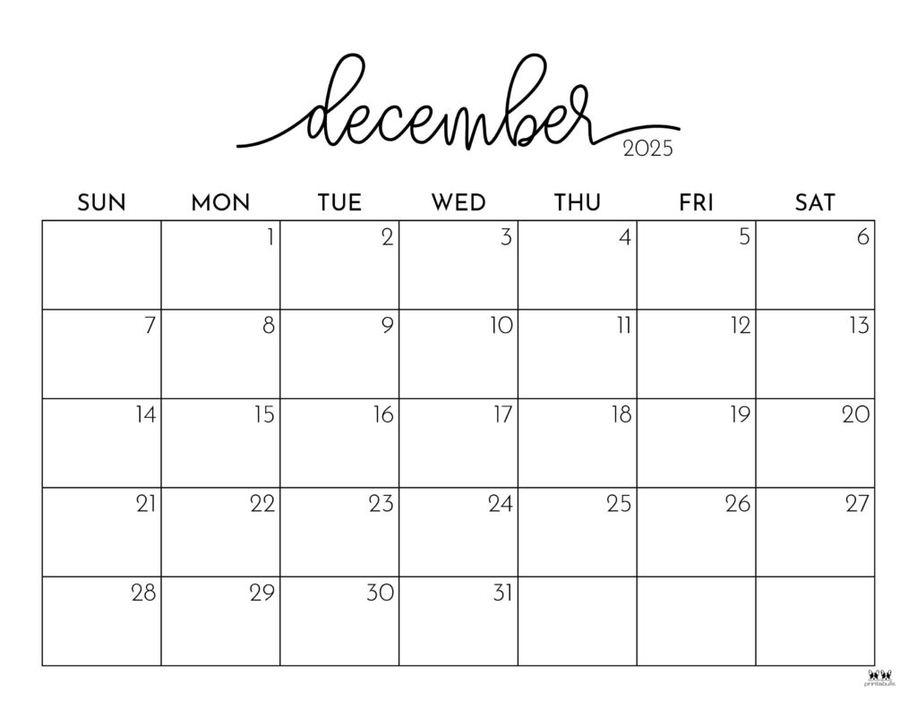 December 2025 Calendars - 107 Free Printables | Printabulls pertaining to Free Printable Calendar 2025 December