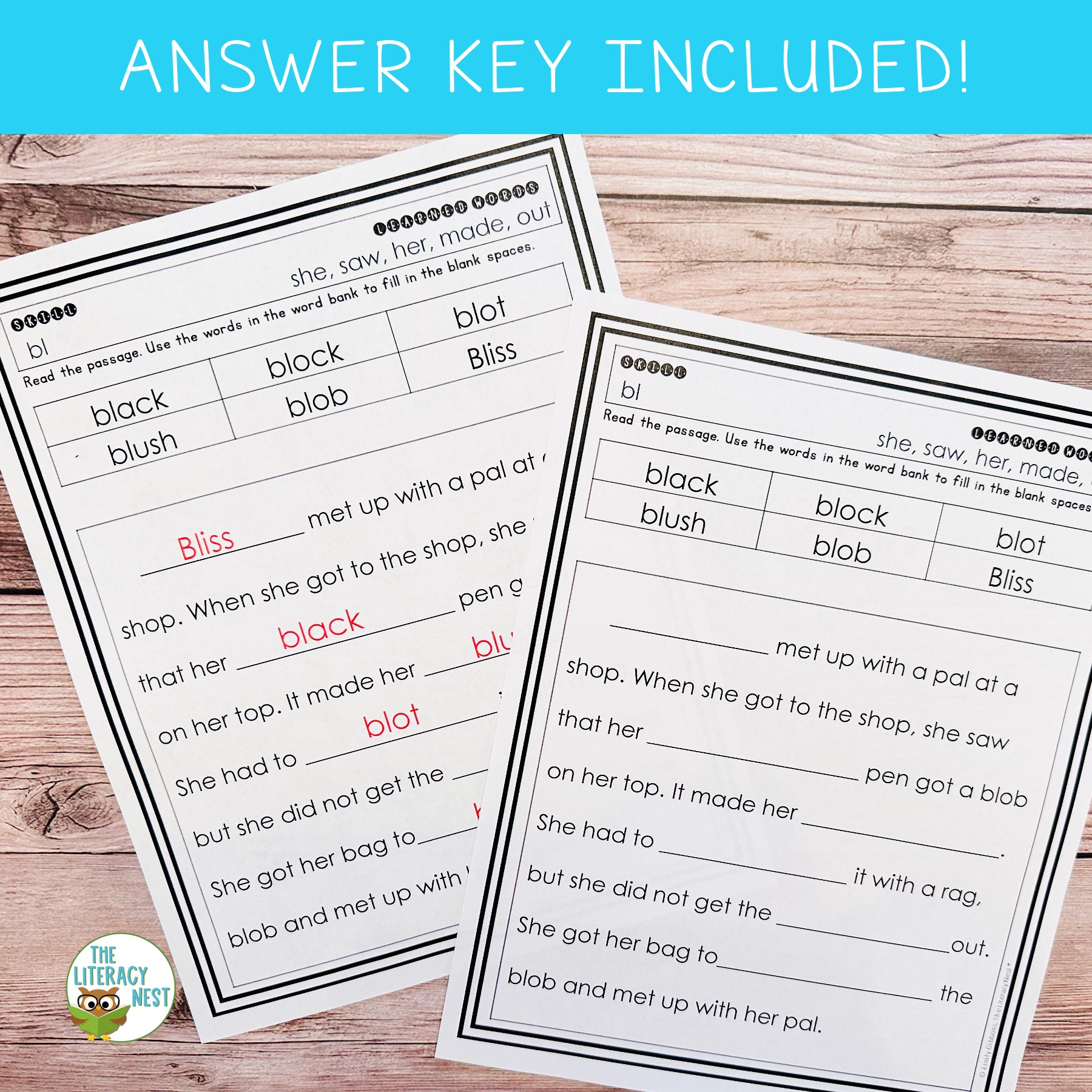 Decodable Cloze Reading Passages For Reading Comprehension with Free Printable Cloze Reading Passages