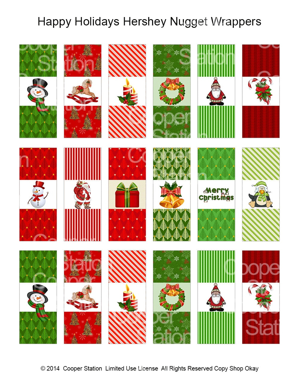Digital Printable Holiday Chocolate Nugget Candy Wrappers - Etsy for FREE Printable Christmas Hershey Nugget Wrappers