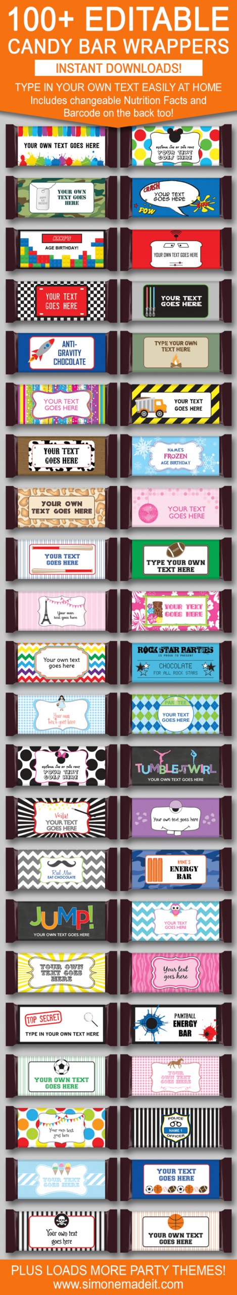 Diy Candy Bar Wrapper Templates | Party Favors | Chocolate Bar Labels regarding FREE Printable Candy Bar Wrappers Templates