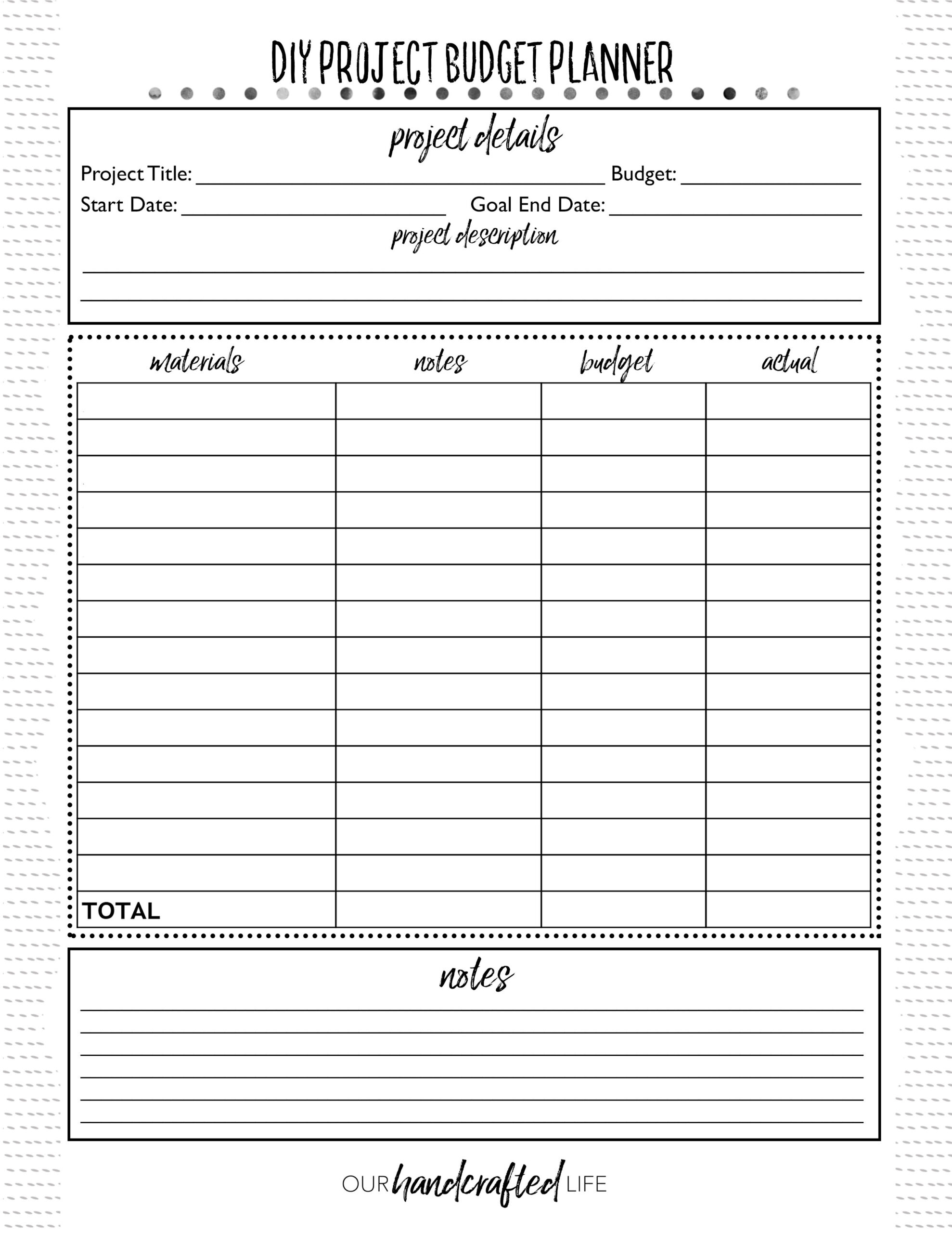 Diy Project Planner - Free Printable Project Planner - Our pertaining to FREE Printable Craft Project Planner