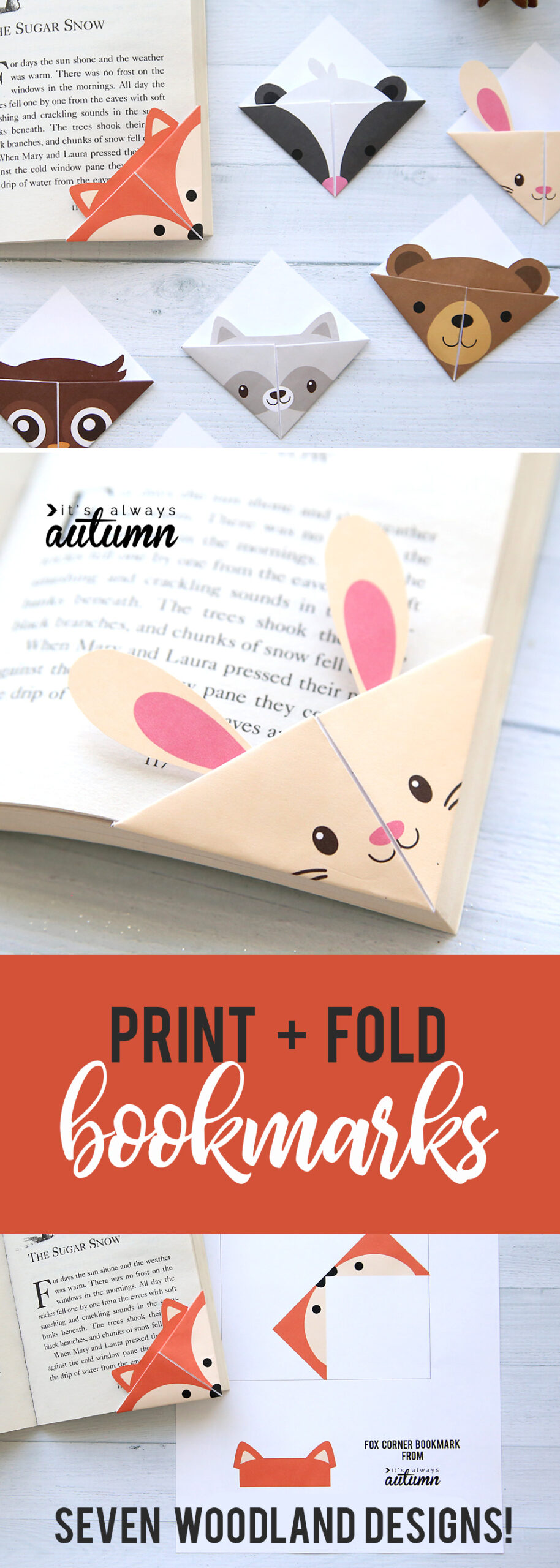 Diy Woodland Animals Origami Bookmarks {Print + Fold} - It&amp;#039;S pertaining to FREE Printable Corner Bookmark Template