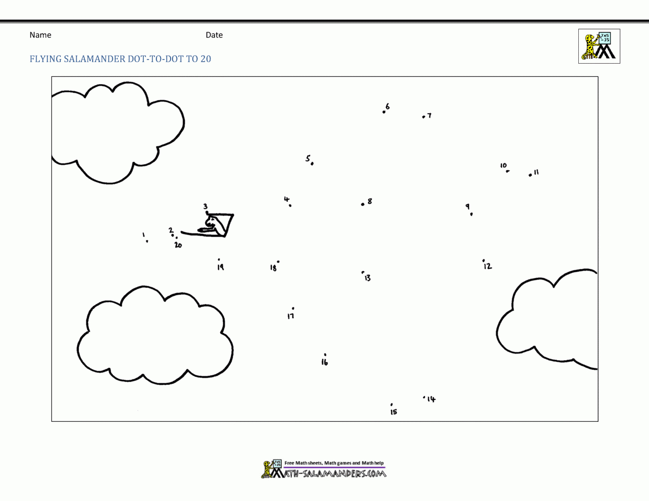 Dot To Dot Coloring Pages Up To 20 with FREE Printable Connect the Dots 1-20