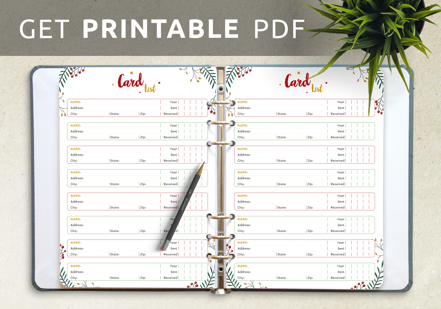 Download Printable Christmas Style - Card List Pdf for Free Printable Christmas Card Address List