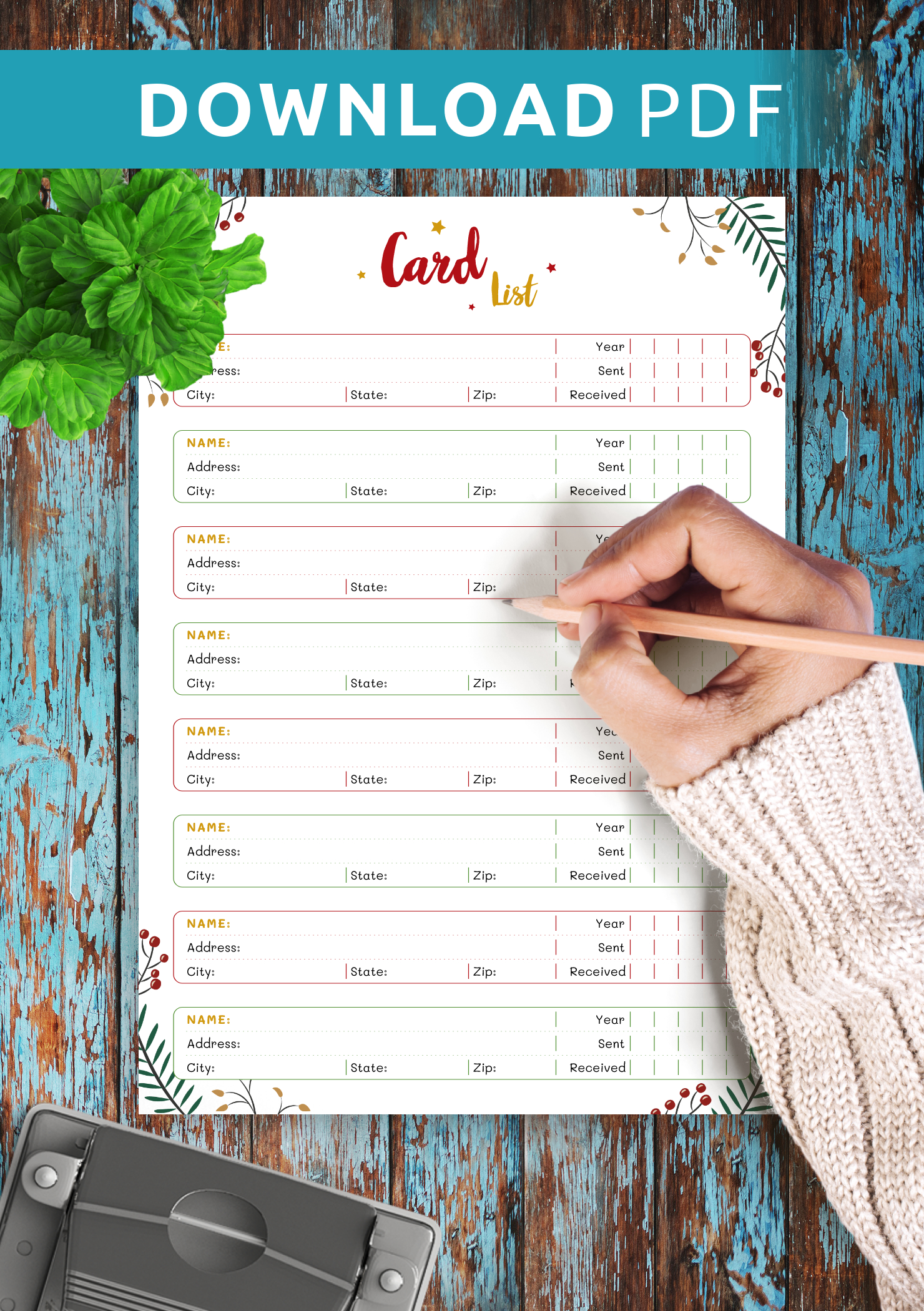 Download Printable Christmas Style - Card List Pdf in Free Printable Christmas Card List Templates