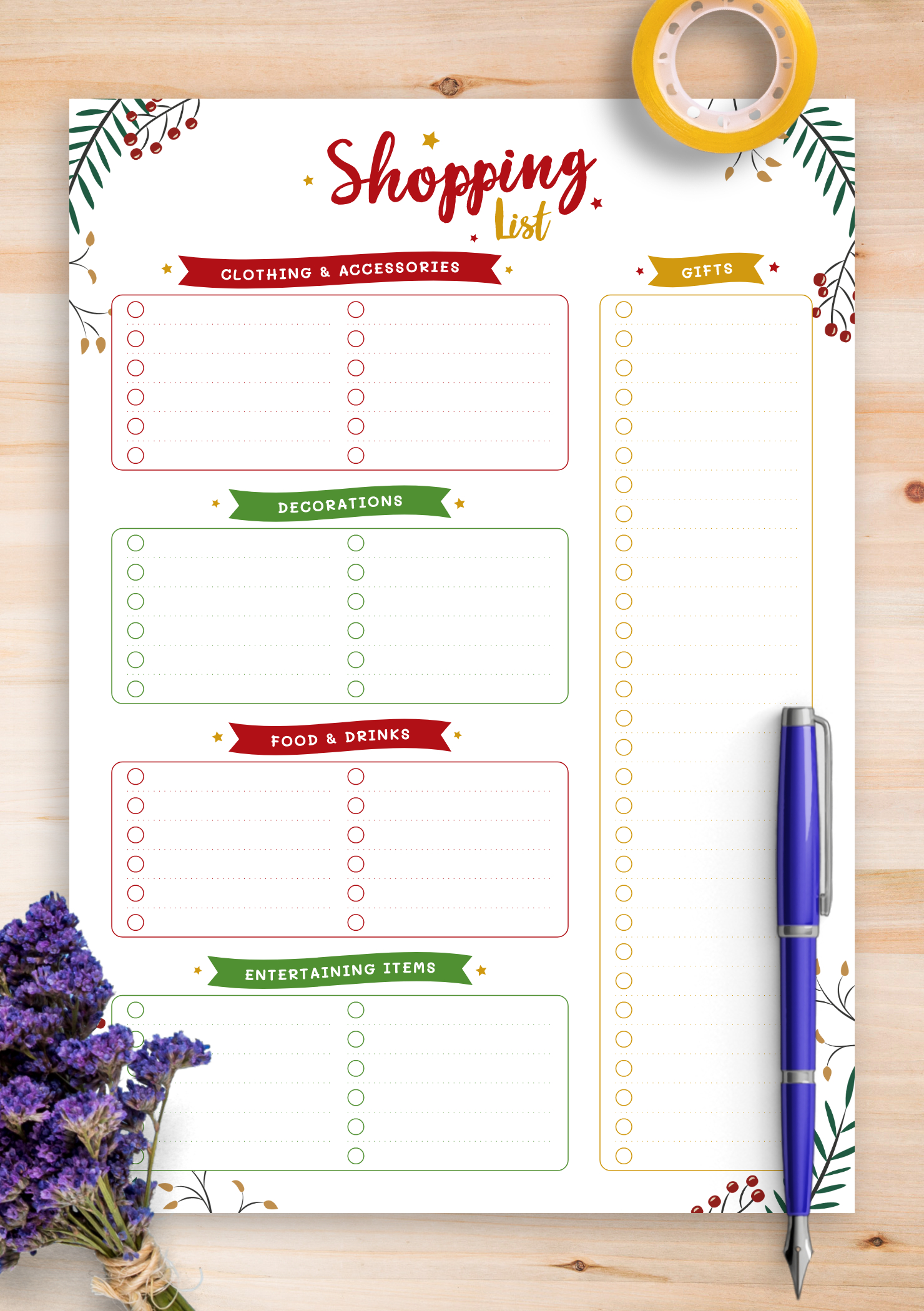 Download Printable Christmas Style - Shopping List Pdf intended for Free Printable Christmas Shopping List Template