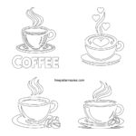 Download Printable Coffee Cup Outline Pdf Templates - Freepatternsarea regarding FREE Printable Coffee Cup Stencils