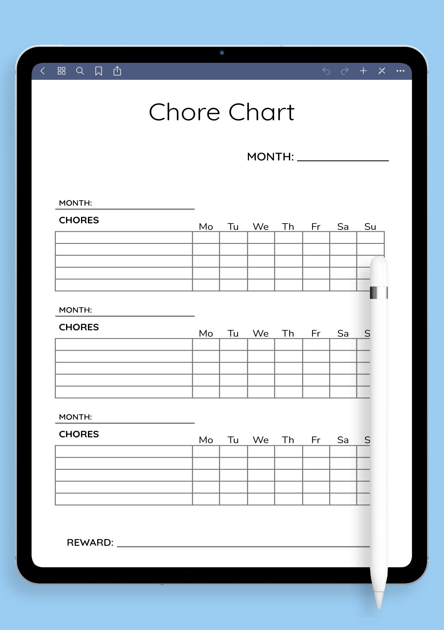 Download Printable Simple Monthly Chore Chart Template Pdf within Free Printable Calendar Chore Charts