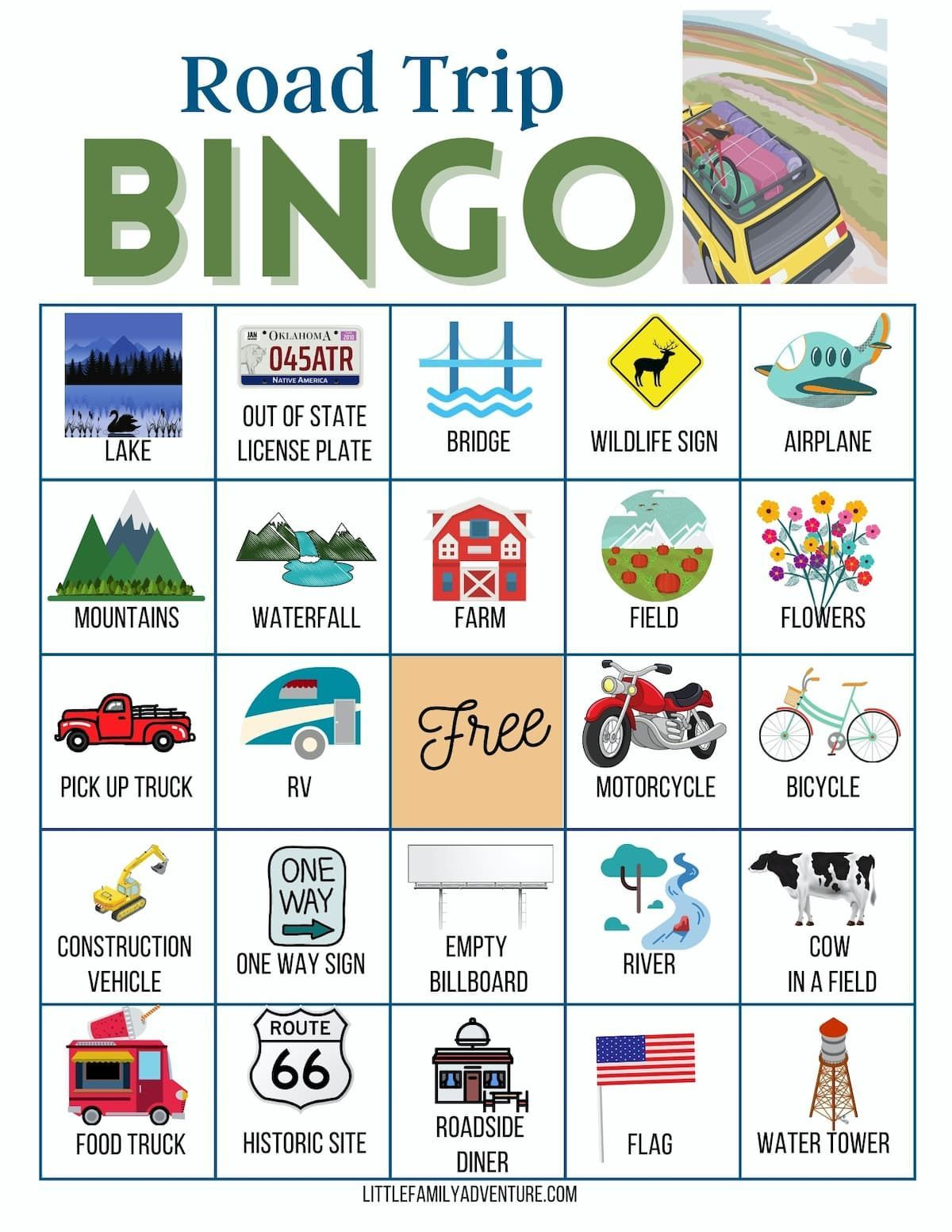 Download These Free Car Bingo Printable Cards throughout FREE Printable Car Bingo Cards