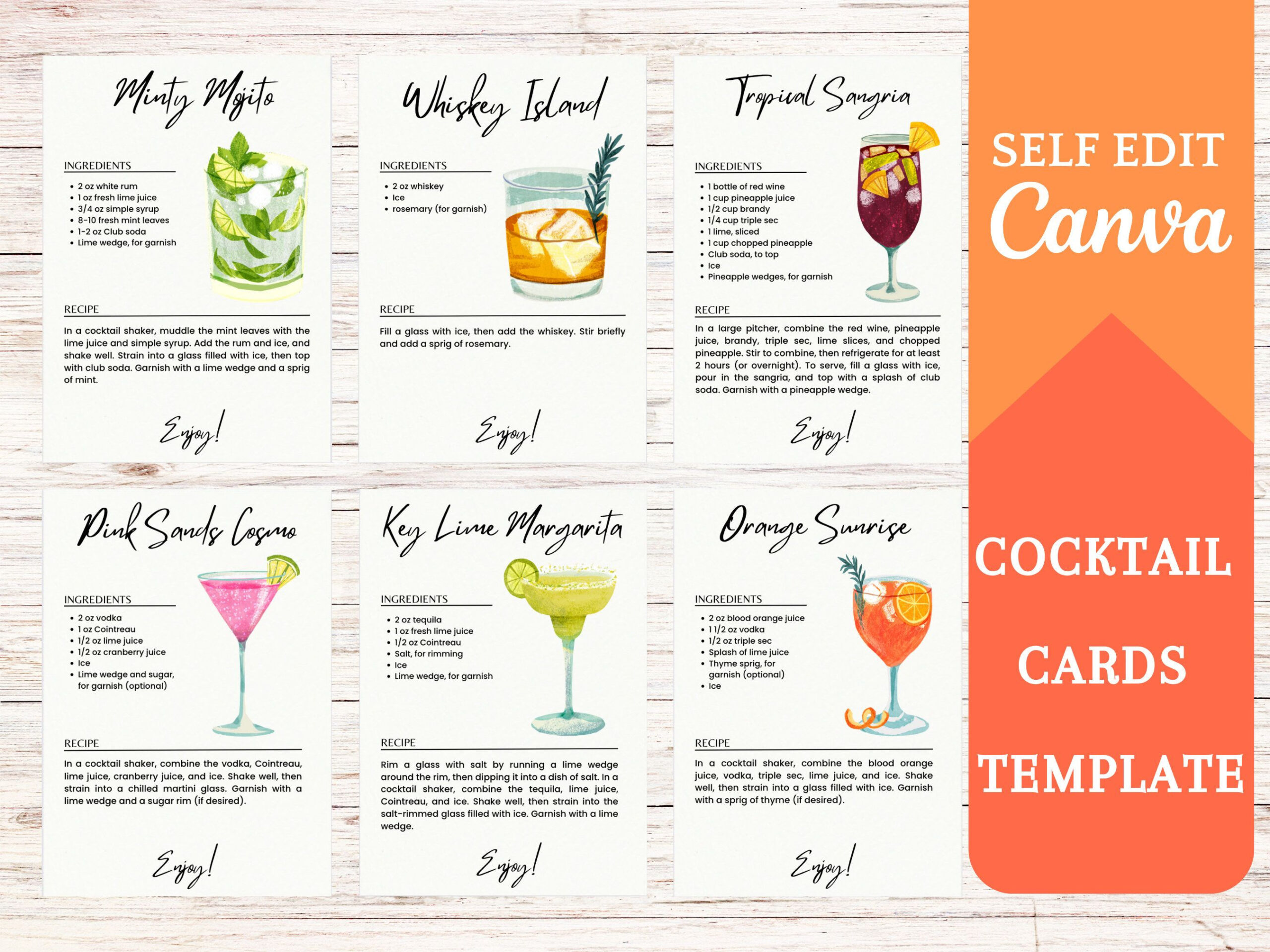Drink Recipe Card within FREE Printable Cocktail Recipe Cards