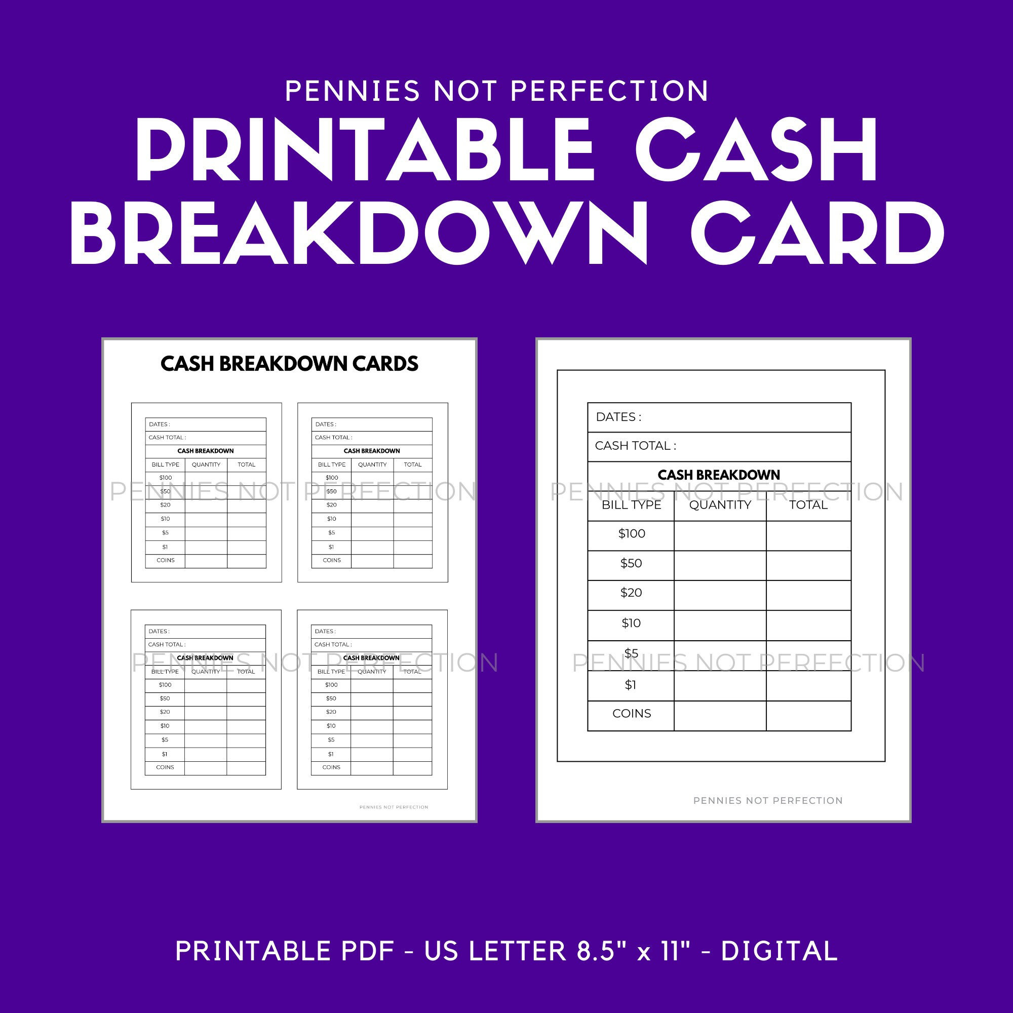 Druckbare Cash Breakdown Karte | Cash Breakdown Count Sheet intended for Free Printable Cash Breakdown Sheet
