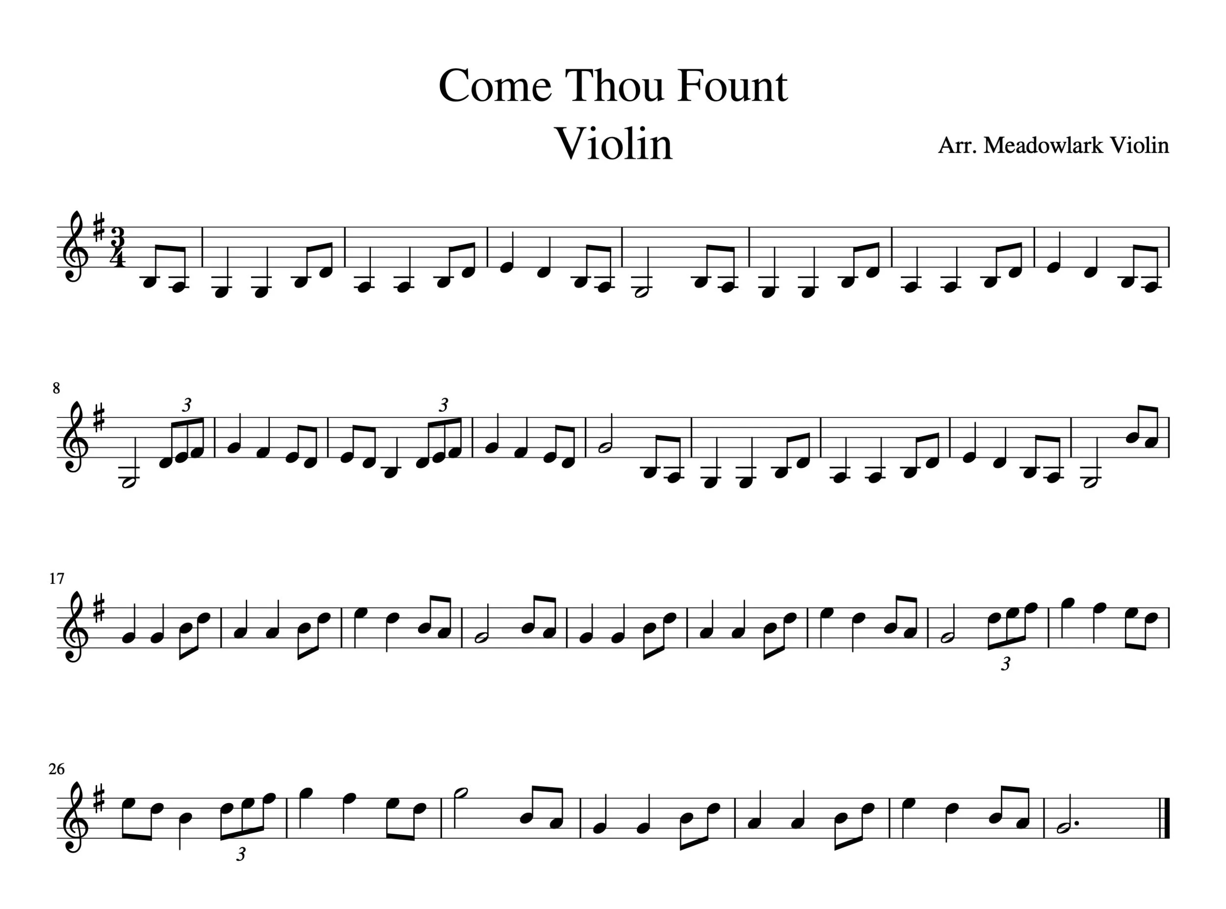 Easy Hymns For Violin (Free Sheet Music) — Meadowlark Violin Studio within Free Printable Christian Sheet Music
