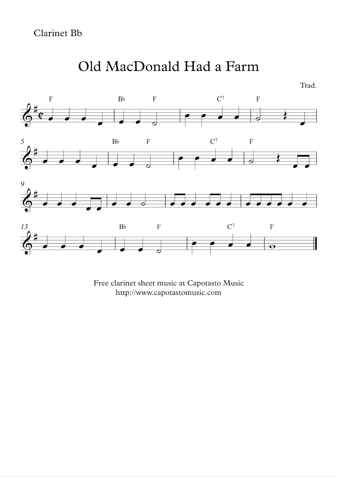Easy Sheet Music For Beginners: Free Easy Clarinet Sheet Music in Free Printable Clarinet Sheet Music