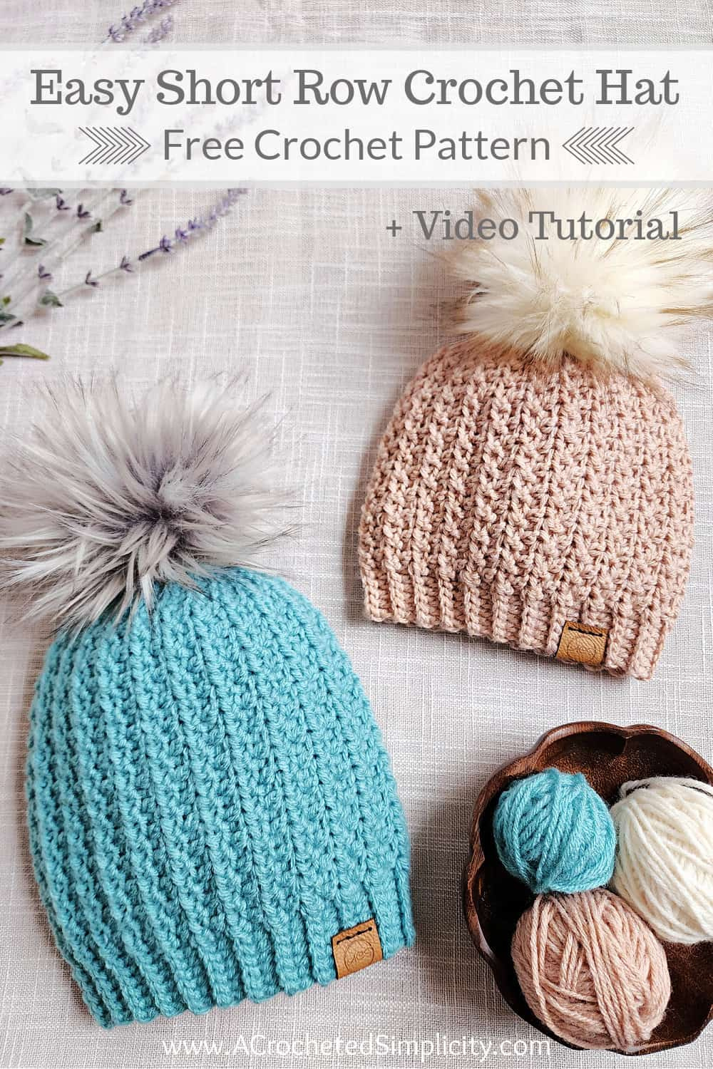 Easy Short Row Crochet Hat Pattern - A Crocheted Simplicity inside Free Printable Crochet Hat Patterns For Beginners