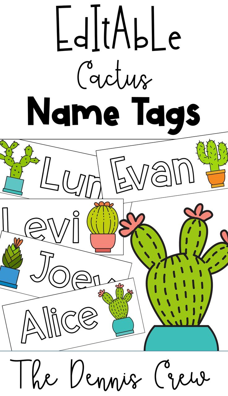 Editable Cactus Name Tags intended for Free Printable Cactus Name Tags