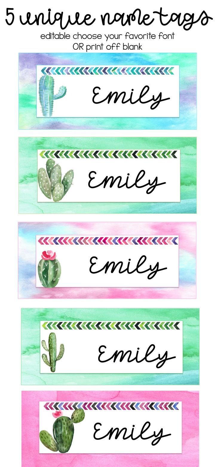 Editable Cactus Name Tags intended for FREE Printable Cactus Name Tags