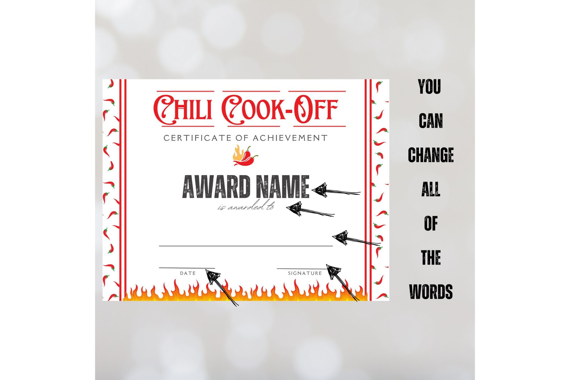 Editable Chili Cook Off Contest Award Certificate Template throughout FREE Printable Chili Cook Off Award Certificate Template