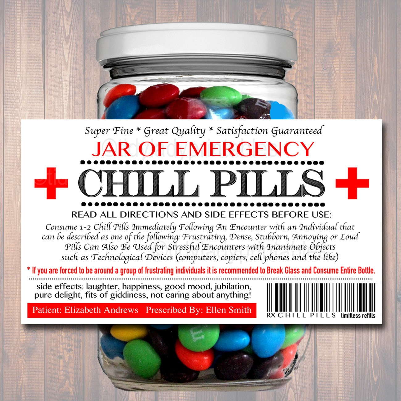 Editable Chill Pills Label: Funny Gag Gift (Printable Label) - Etsy Uk pertaining to FREE Printable Chill Pill Label Template
