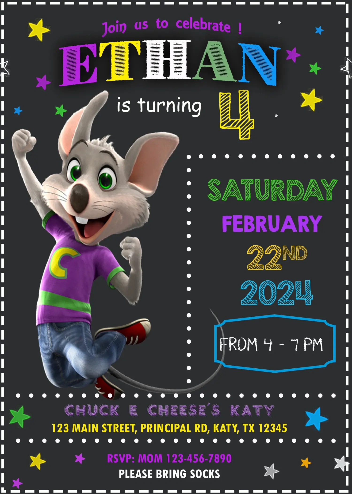 Editable Chuck E Cheese Birthday Invitation Template pertaining to Free Printable Chuck E Cheese Invitations