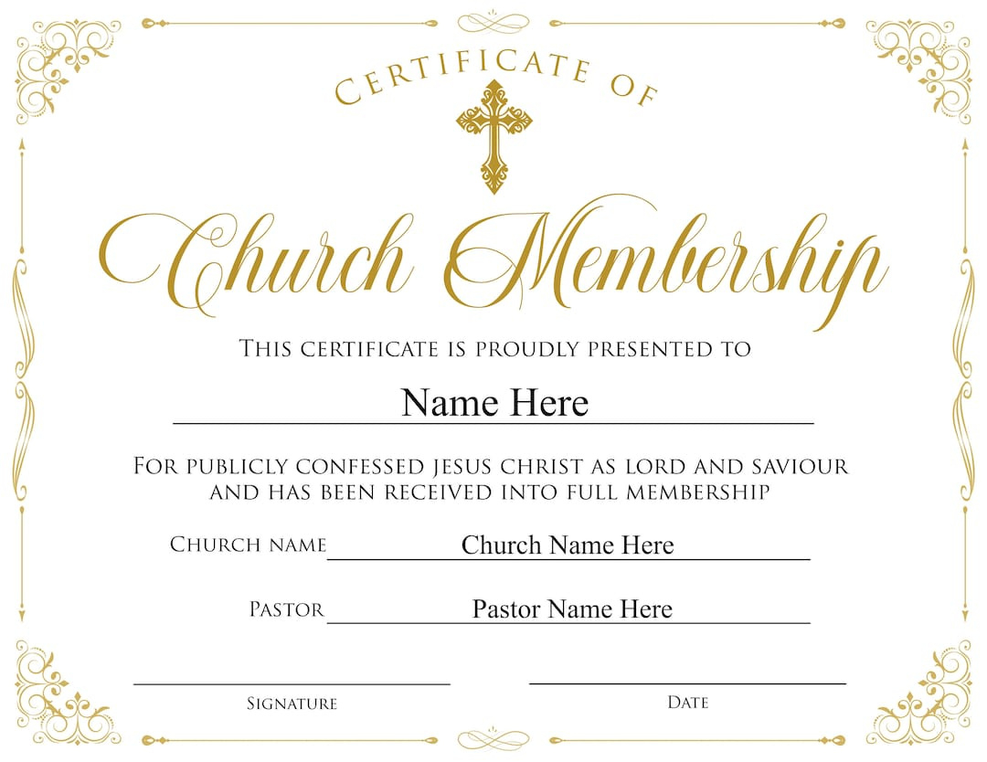 Editable Church Membership Certificate Template. Printable within FREE Printable Church Membership Certificates